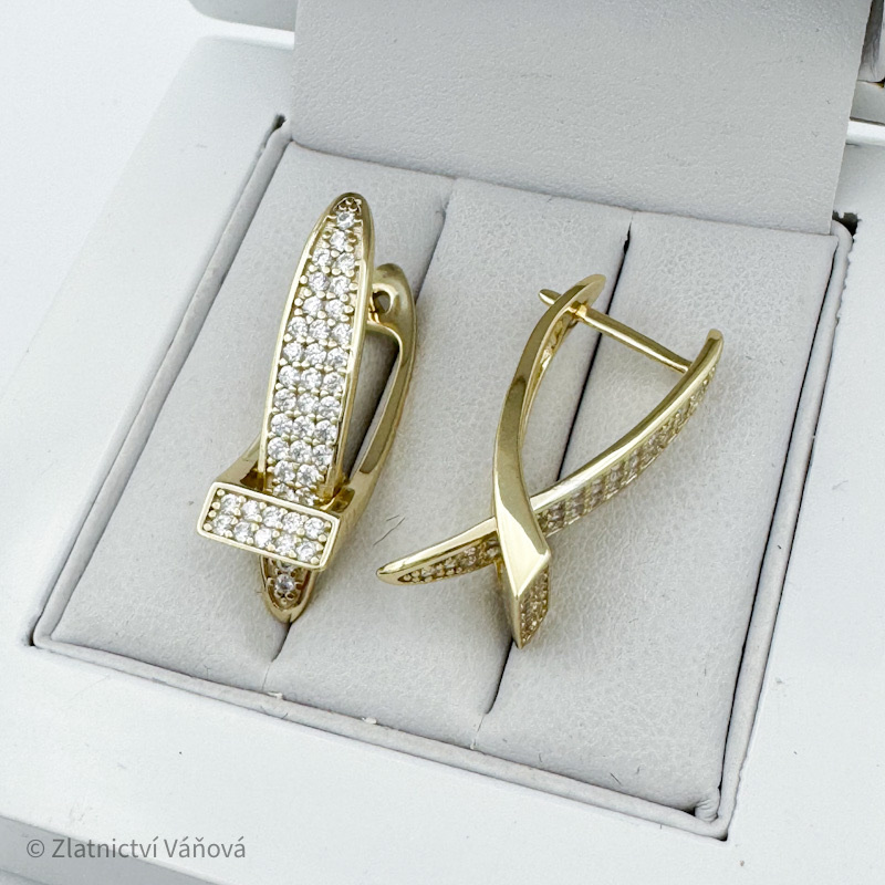 Stříbrné pozlacené náušnice se zirkony